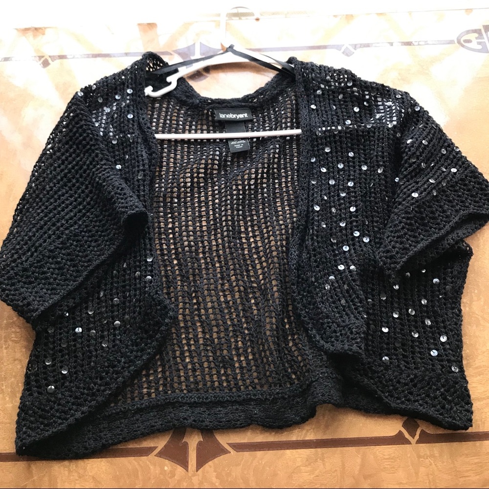Lane Bryant Black Cropped Shrug w/Sequins 🖤 14/16